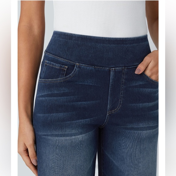 Halara Flex High Waisted Pockets Baggy Wide Leg Stretchy Denim Jeans Sz Medium - Picture 15 of 15